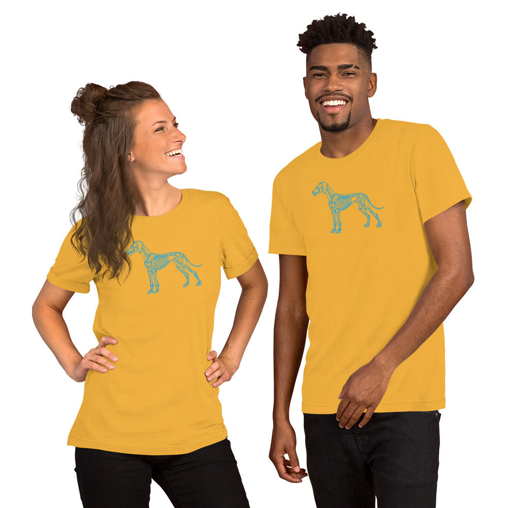 Great Dane Skeleton T-Shirt (Gold) – Gentle Giant Dog Lover Gift